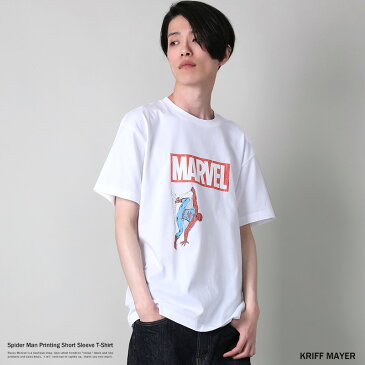 【スーパーSALE⇒50%OFF】半袖Tシャツ メンズ スパイダーマン MARVEL クルーネック 丸胴 綿 コットン プリント マーベル Spider Man DCコミックス KRIFF MAYER クリフメイヤー 1919918 1919919 8943