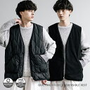 リバーシブルベスト 前開き 2WAY メンズ レディース ライトアウター ノースリーブ オーバーサイズ ルーズ ゆったり リラックス 羽織り 無地 フリース ファイバーダウン 中綿 デュスポ ひょうたんキルト 軽量 撥水 暖かい 保温性 防寒 ミリタリー 13818(4)