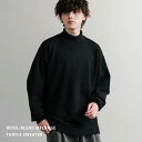 ニット セーター 無地 メンズ レディース タートルネック ハイネック 長袖 天竺編み ウール混 メランジ オーバーサイズ リラックス ビッグシルエット ゆった...
