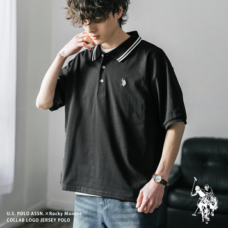 U.S. POLO ASSN. ユーエスポロアッスン ポロシャツ プルオーバー 半袖 メンズ レディース 新色追加 天竺 ラインリブ オーバーサイズ ゆったり ロゴ刺繍 ワンポイント 無地 ラインリブ ルームウェア 別注 コラボ 限定 シンプル カジュアル ストリート ゴルフ クールビズ 15425