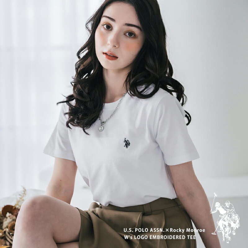 Rakuten - 【SALE⇒14%OFF】U.S. POLO ASSN. ユーエスポロアッスン Tシャツ 半袖 カットソー レディース ロゴ ワンポイント 刺繍 クルーネック 無地 リラックス シンプル きれいめ 韓国 カジュアル ストリート スポーティー 別注 コラボ ゆうパケット 送料無料 15442