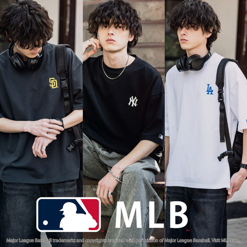 MLB メジャーリーグベースボール 接触冷感 Tシャツ 半袖 メンズ レディース 機能素材 NY LA SD プリントTシャツ カットソー オーバーサイズ ビッグシルエット ルーズ リラックス ゆったり UVカット 紫外線対策 高ストレッチ ワンポイント ロゴ 別注 カジュアル 15530