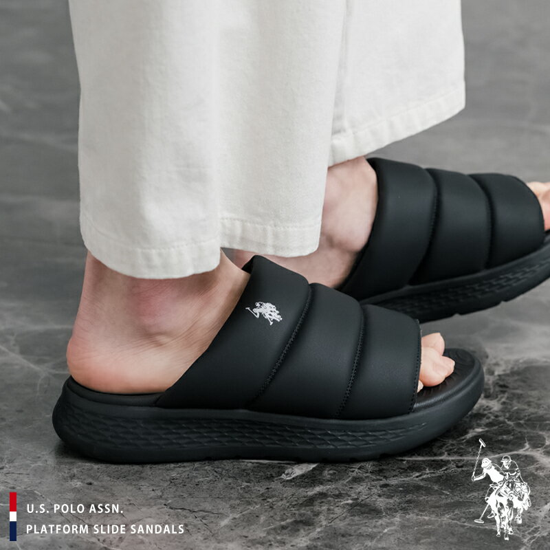 U.S. POLO ASSN. ユーエスポロアッスン スライドサンダル 厚底 メンズ レディース シャワー ビーチ スリッパ ルームシューズ ハイソール 超軽量 軽い 美脚 スタイルアップ 無地 ワンポイント ロゴ プリント カジュアル スポーティー アウトドア 室内履き ユニセックス 15735