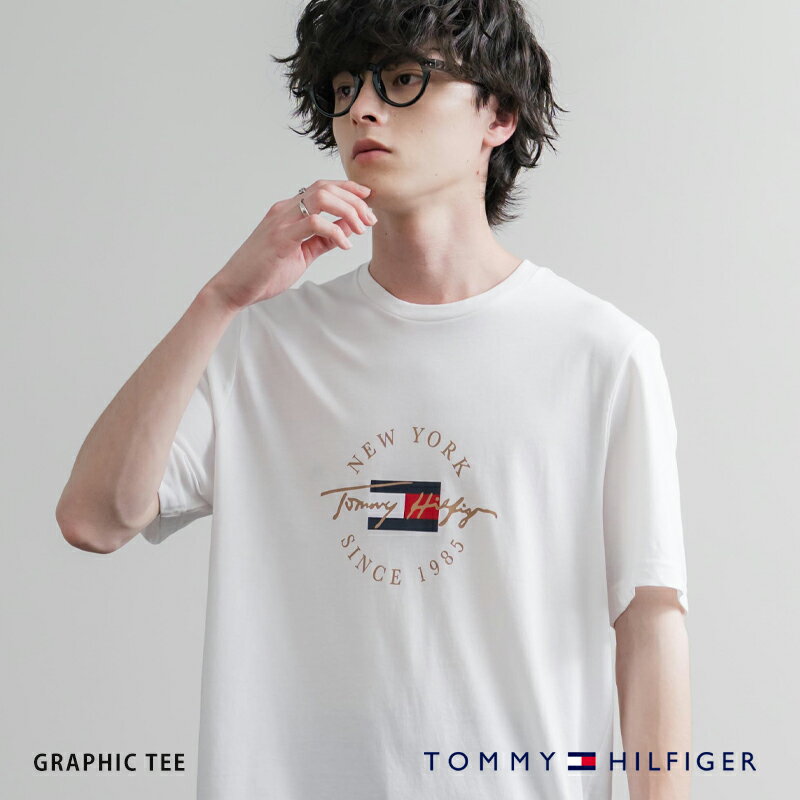 Rakuten - TOMMY HILFIGER トミーヒルフィガー プリントT 半袖 メンズ レディース Tシャツ カットソー 白T グラフィック リラックス ゆったり ルーズ クルーネック 通気性 カジュアル ストリート きれいめ おしゃれ ルームウェア ペア お揃い 夏 16155