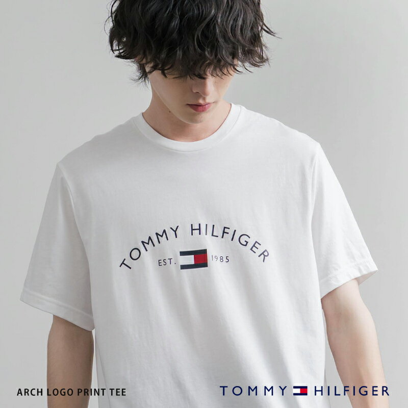 Rakuten - TOMMY HILFIGER トミーヒルフィガー プリントT 半袖 メンズ レディース Tシャツ カットソー 白T アーチロゴ リラックス ゆったり ルーズ クルーネック 通気性 カジュアル ストリート きれいめ おしゃれ ルームウェア ペア お揃い 夏 16156