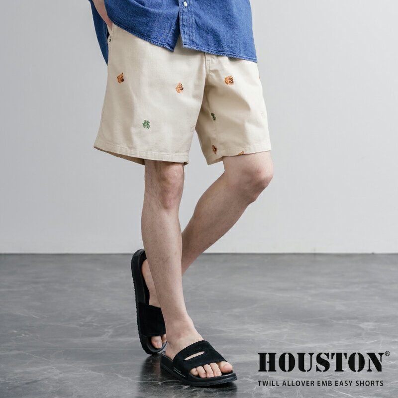 Rakuten - HOUSTON ヒューストン ショートパンツ イージー ショーツ メンズ レディース 膝上 半パン 短パン ハーフ ワイド ゆったり リラックス コットンツイル 総柄 ベトジャン柄 刺繍 虎 福 ミリタリー ヴィンテージ カジュアル ワーク アメカジ 古着 レトロ フェス 16179
