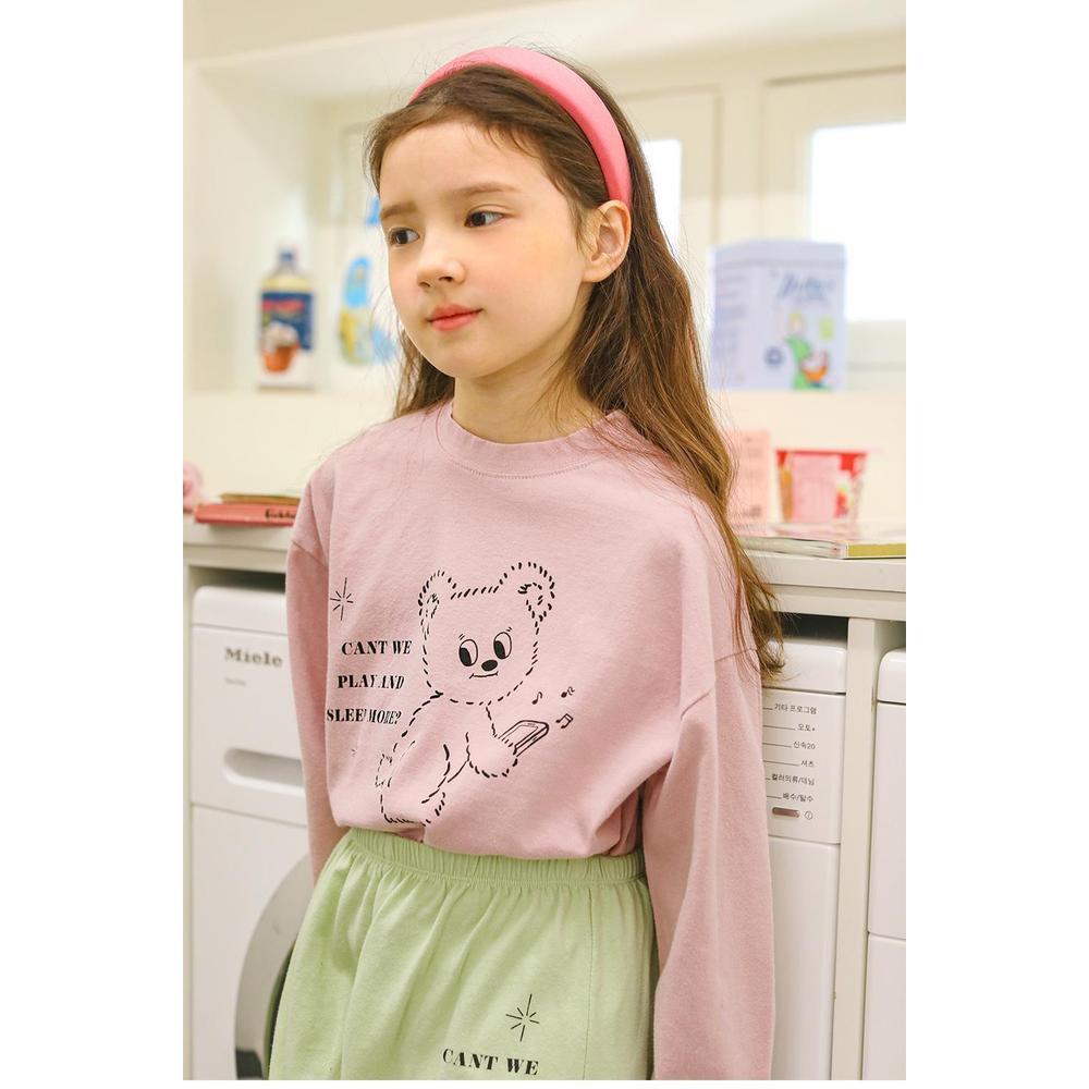 【ピーチーズ】くまプリント 裾パイピング パステル長袖Tシャツ キッズ 男の子 女の子 ボーイズ ガールズ AW 秋物 冬物 秋冬物 アビティセレクト アビティ 韓国子供服 子供服 男の子 女の子 子供服 アウター 子ども服のサムネイル