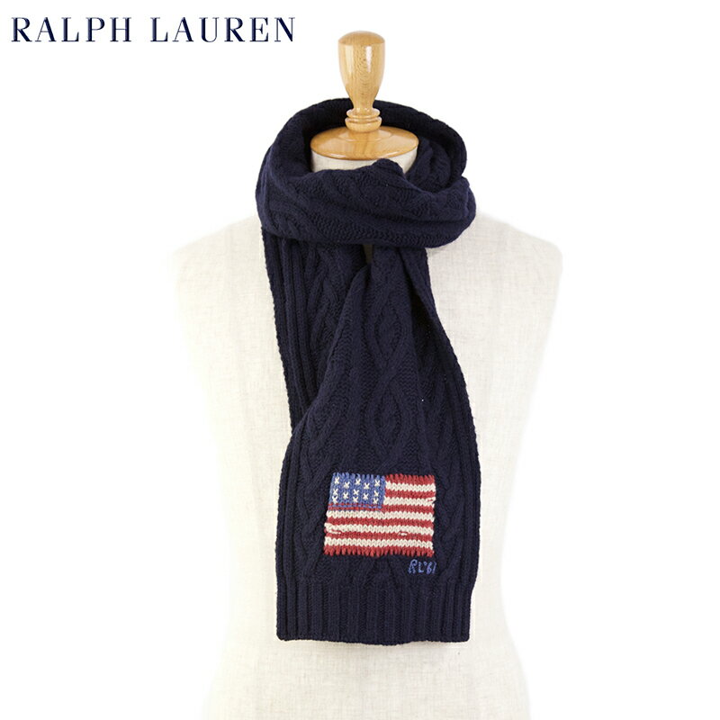 ラルフローレン マフラー（メンズ） POLO Ralph Lauren "USA FLAG" Scarf ラルフローレン アメリカ国旗刺繍 スカーフ マフラー