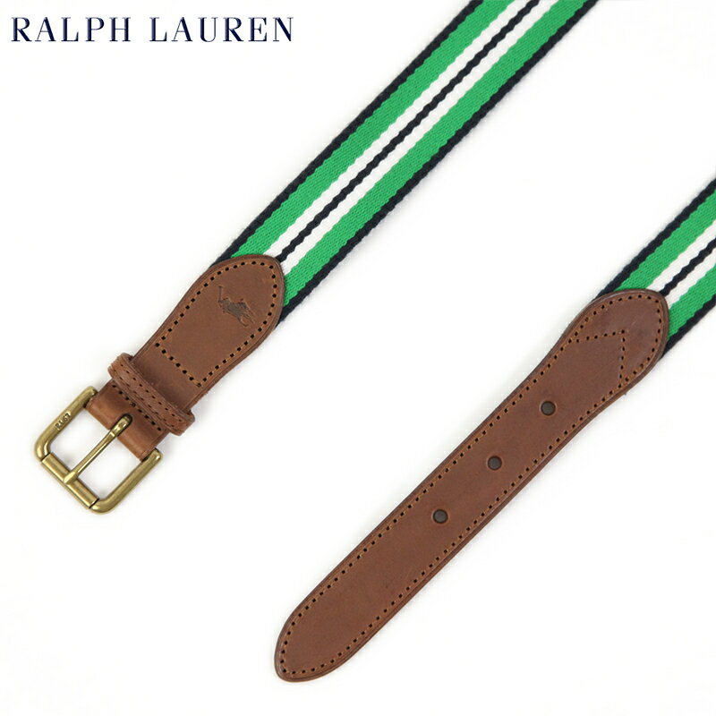 ラルフローレン ベルト（メンズ） Ralph Lauren Striped Webbed Belt US ポロ ラルフローレン コットン レザーベルト