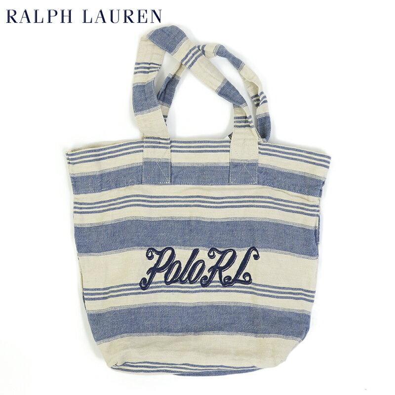 ラルフローレン トートバッグ メンズ POLO Ralph Lauren Cotton&Linen Tote Bag (BLUE/WHITE) US ポロ ラルフローレン トート バッグ ロゴ刺繍