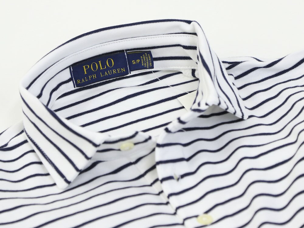 Ralph Lauren Men's Cotton Jersey Border Polo Shirt US ポロ ラルフローレン ミディアムフィット ボーダー柄 台襟 ポロシャツ ワイドカラー　ワンポイント