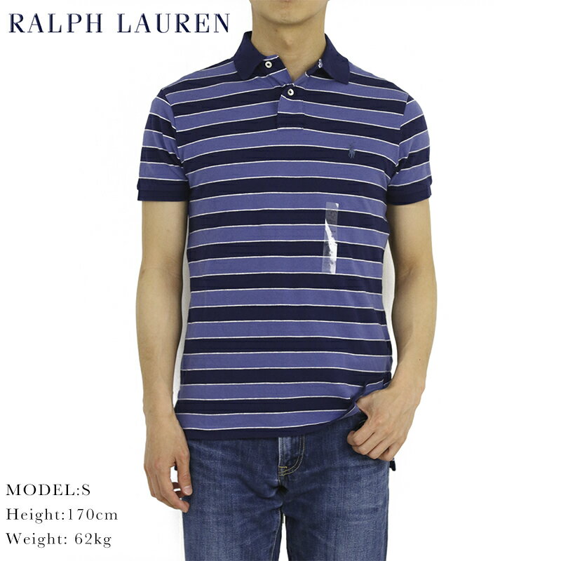 ポロ ラルフローレン メンズ カスタムフィット 半袖 ボーダー ポロシャツ ポニー刺繍 POLO Ralph Lauren Men's Border Polo Shirts US