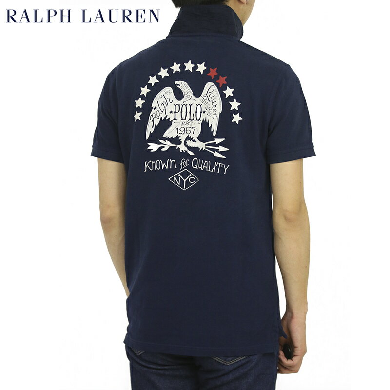 ポロ ラルフローレン ビンテージ加工 鹿の子 ポロシャツ アメリカ国旗 POLO Ralph Lauren Men's 