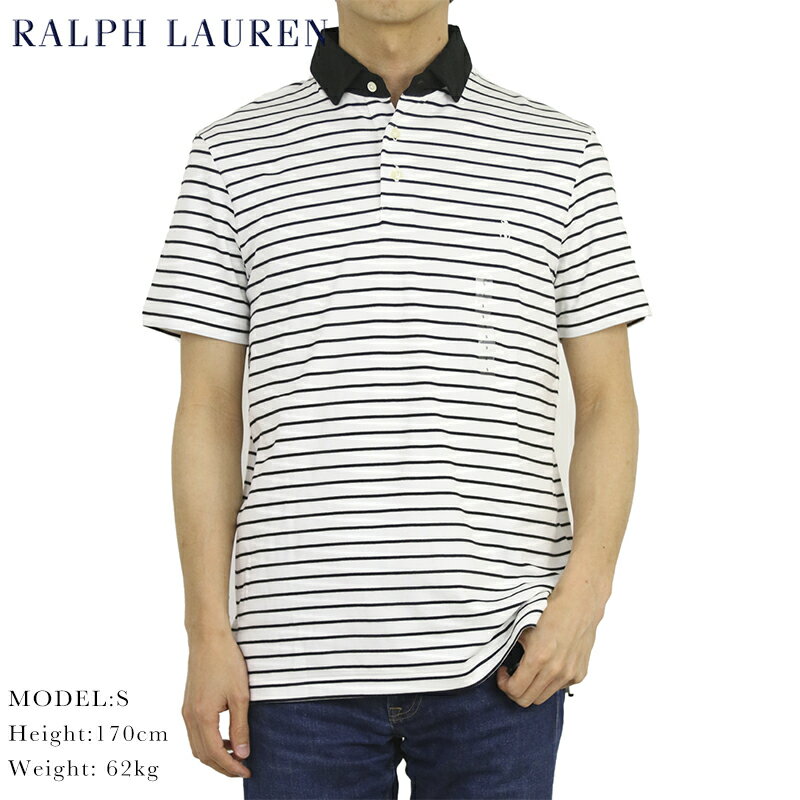 ラルフローレン ポロ ラルフローレン ボーダー柄 台襟 ポロシャツ ワイドカラー　ワンポイント Ralph Lauren Men's Cotton Jersey Border Polo Shirt US
