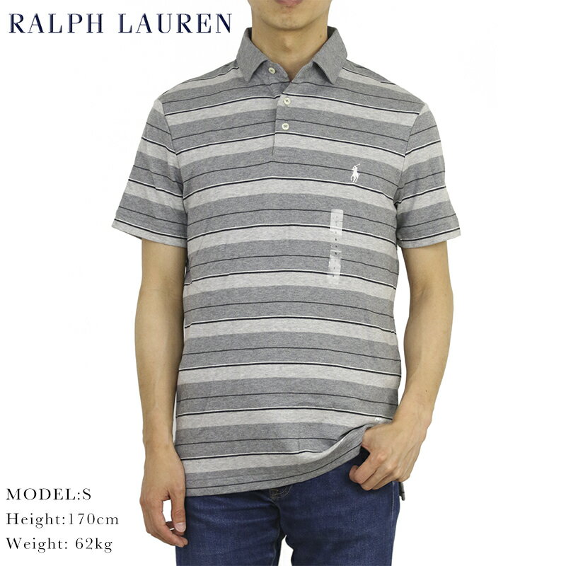 ラルフローレン ポロ ラルフローレン ボーダー柄 台襟 ポロシャツ ワイドカラー　ワンポイント Ralph Lauren Men's Cotton Jersey Border Polo Shirt US