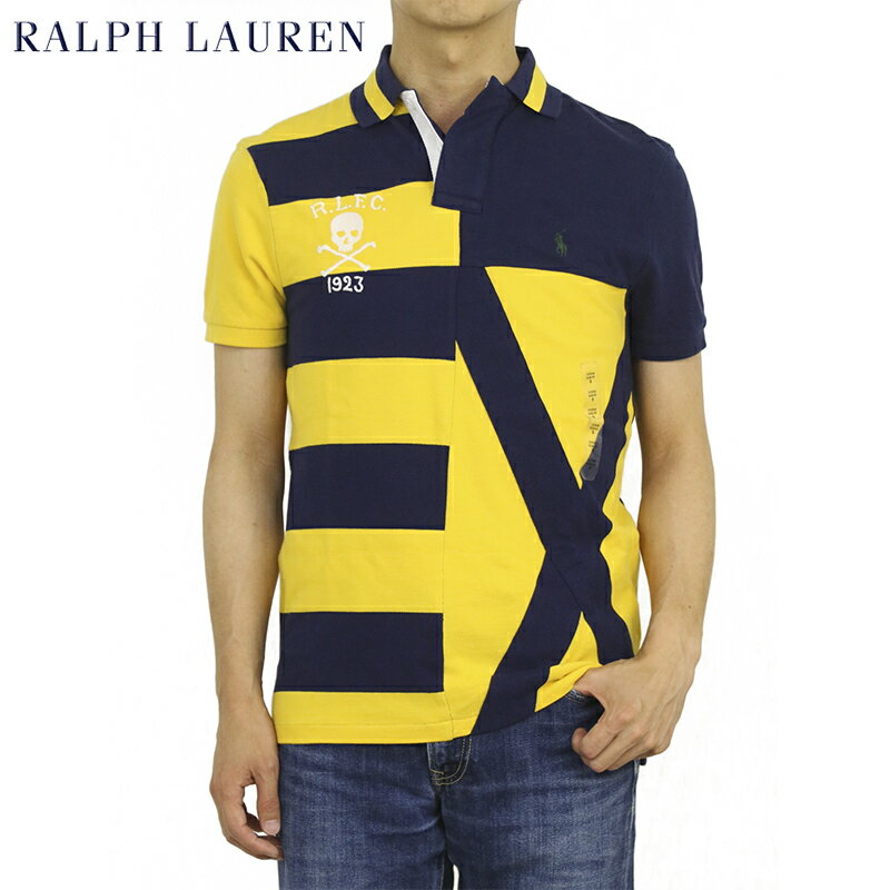 ポロ ラルフローレン カスタム スリム フィット スカル刺繍 半袖 カノコ ポロシャツ 国旗 POLO Ralph Lauren Men's 