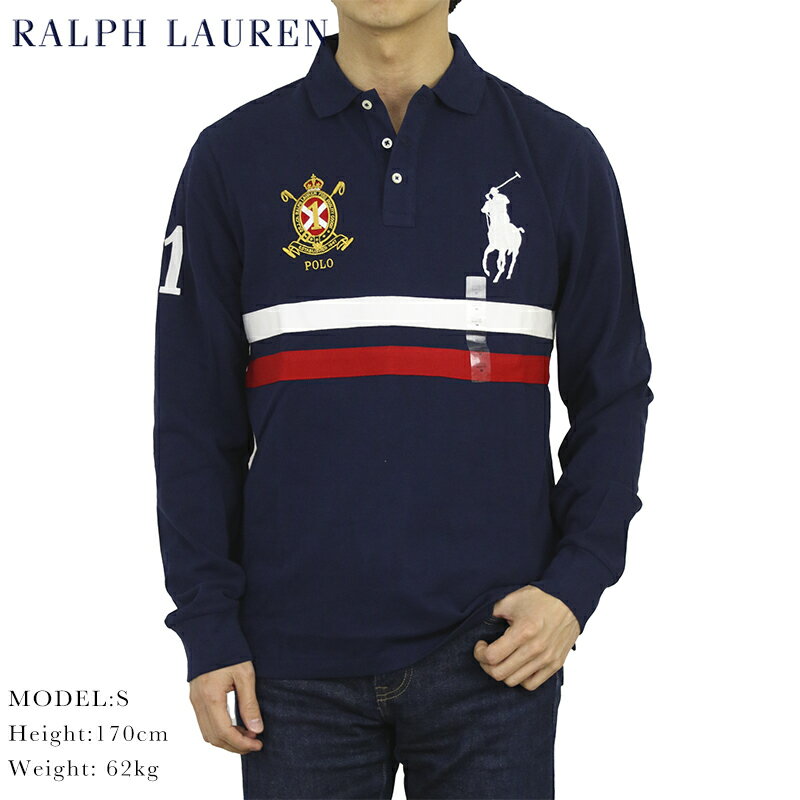 ポロ ラルフローレン カスタムスリムフィット 鹿の子 ビッグポニー 長袖ポロシャツ POLO Ralph Lauren Men's Cotton CUSTOM SLIM FIT Mesh l/s Polo Shirt US