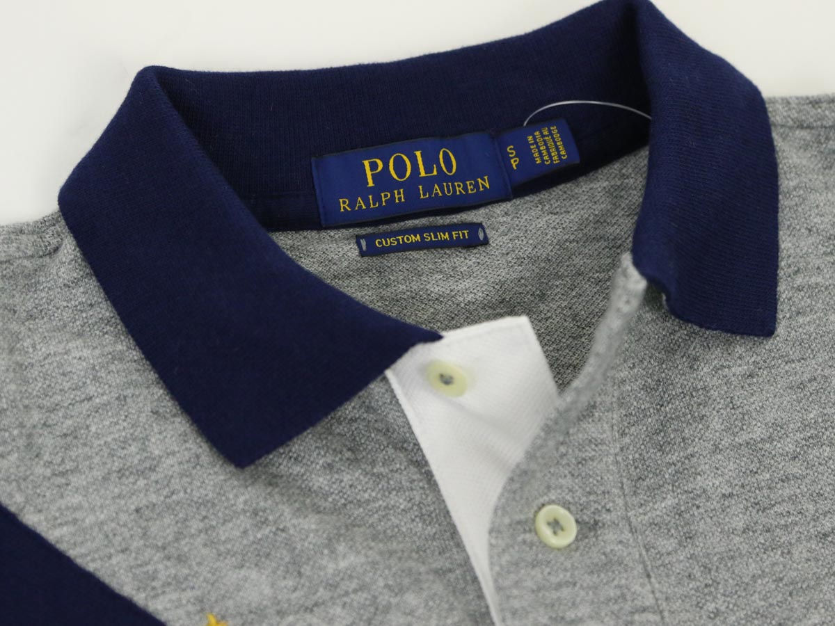 ポロ ラルフローレン カスタムスリムフィット 鹿の子 2つボタン ポロシャツ エンブレム ビッグポニー刺繍 POLO Ralph Lauren Men's CUSTOM SLIM FIT USA Polo Shirt US