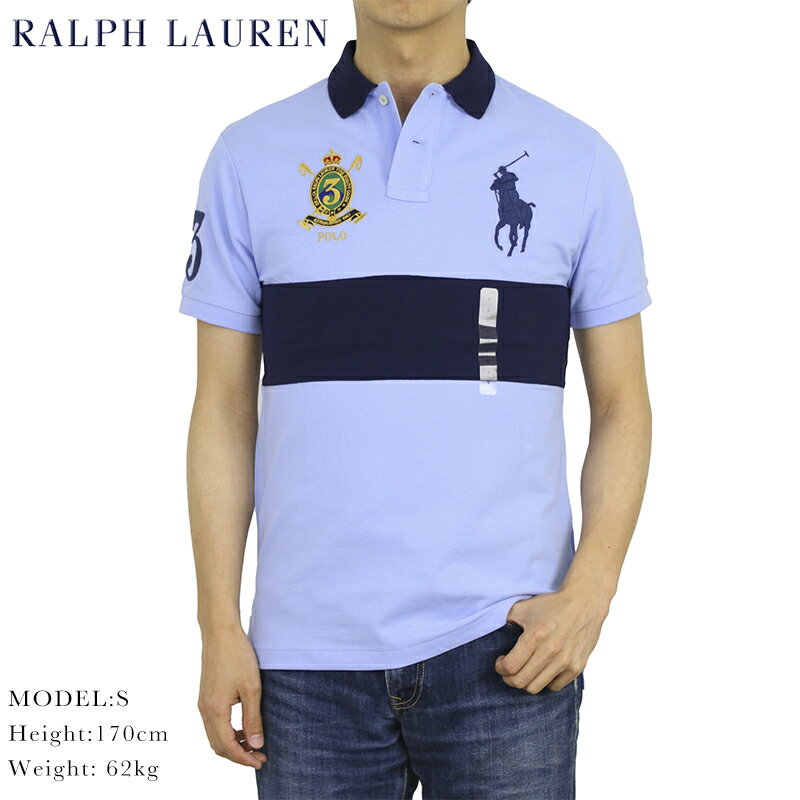 ポロ ラルフローレン カスタムスリムフィット 鹿の子 2つボタン ポロシャツ エンブレム ビッグポニー刺繍 POLO Ralph Lauren Men's CUSTOM SLIM FIT USA Polo Shirt US