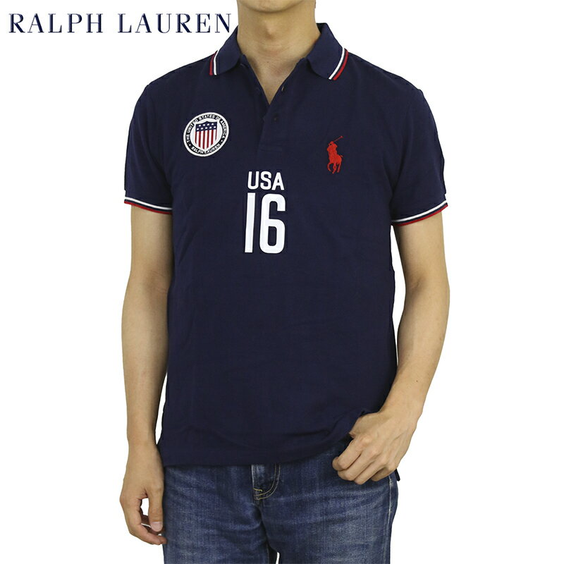 ポロ ラルフローレン カスタムフィット ポニー 刺繍 半袖 カノコ ポロシャツ USA国旗 POLO Ralph Lauren Men's "CUSTOM FIT" Country Mesh Polo 売れ筋 (ups)