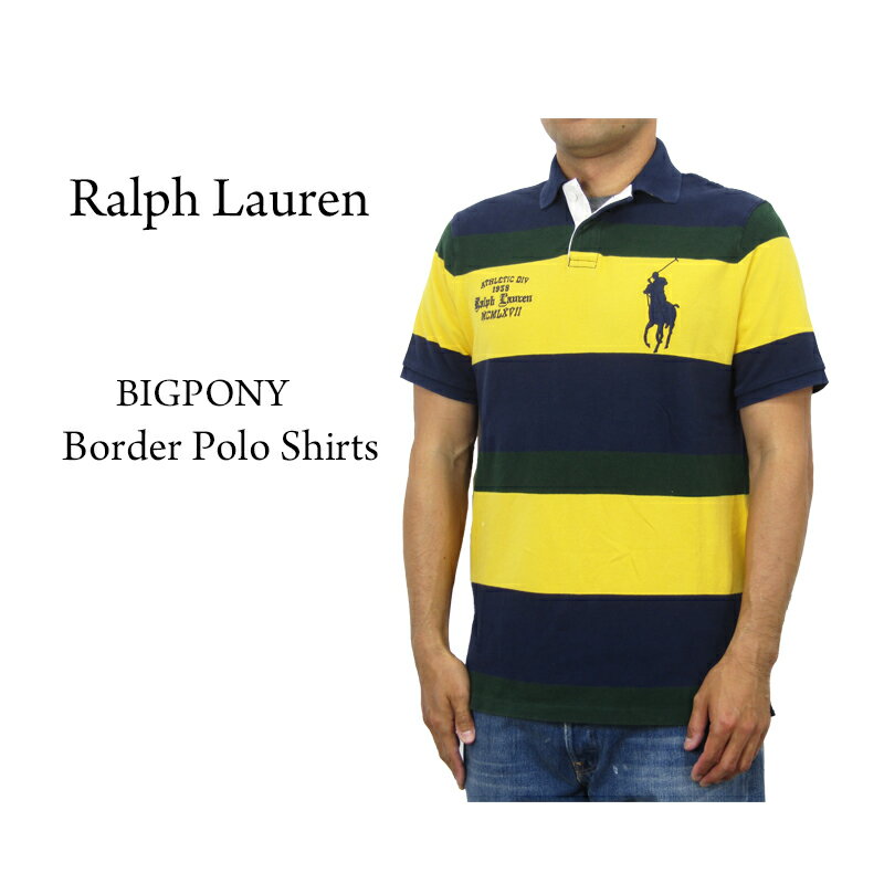 ポロ ラルフローレン クラシックフィット 鹿の子 ボーダー ラガーポロシャツ 切替 ビッグポニー刺繍 POLO Ralph Lauren Men's CLASSIC FIT Border Rugby Big Pony Polo Shirt US