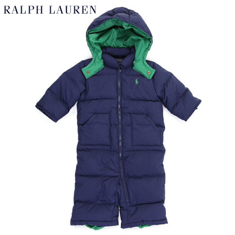 (9M-24M) POLO by Ralph Lauren "INFANT BOY" Down Hooded Suit Bunting USラルフローレン (幼児用)ベイビーサイズ ダウン カバーオール