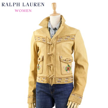 (WOMEN) Ralph Lauren Women's Hippie Leather Jacket 女性用 ラルフローレン ヒッピー ビーズ刺繍 レザージャケット