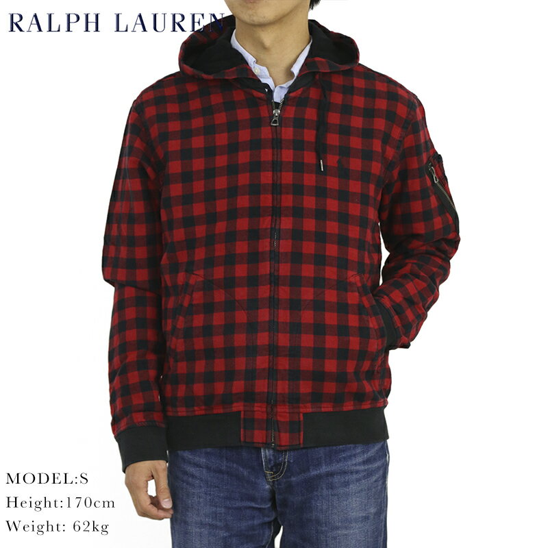 ラルフローレン ポロ ラルフローレン バッファローチェック MA-1タイプ フード ジャケット POLO Ralph Lauren Men's Flight Jacket US