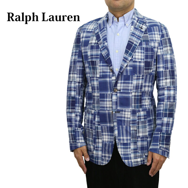 ݥ ե  åȥ ѥå ޥɥ饹å 3ܥ󥸥㥱å ֥쥶 POLO by Ralph Lauren Men's Madras Patchwork Sport Coat US