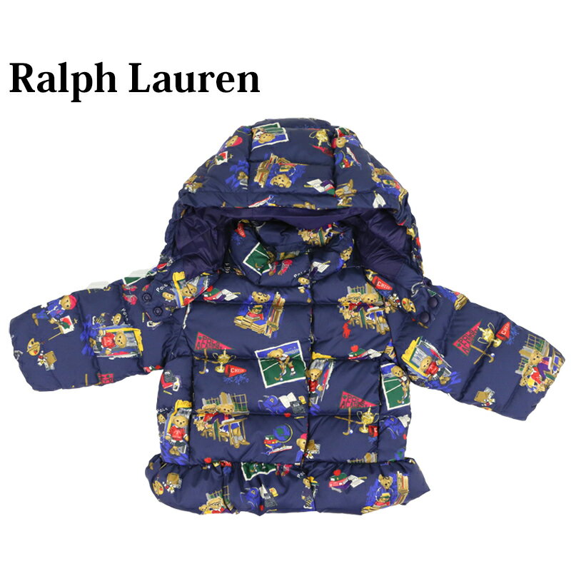 [商品説明] ラルフローレンRalph Laurenのベイビーガールズサイズダウンジャケットです。 シェルはポロベアーのマルチプリント。 フロントジップ、スナップボタンのフラップ。 ウエストにはフリースライニングのハンドウォーマーポケット。 左胸にポニー刺繍、ジップで取り外し可能なフード付き。 生産国/ MADE IN INDIA 素材/ SHELL:100% POLYESTER BODY AND SLEEVE LINING:100% NYLON BODY FILLING:75% WHITE DUCK DOWN 25% WHITE DUCK FEATHERS EXCLUSIVE OF DECORATION [実寸地] &nbsp; 3M 6M 9M 12M 18M 24M 着丈 (cm) - - 32 - - - 身幅 (cm) - - 30 - - - 肩幅 (cm) - - 23 - - - そで丈 (cm) - - 24 - - - *着丈:背面襟元中央〜裾まで直線、身幅: 脇下〜脇下まで直線、肩幅: 肩先〜肩先まで直線、袖丈:肩先〜袖口まで直線、裄丈:背面襟元中央〜肩を通って袖口まで *サイズは慎重に計測しておりますが、計測方法や商品の材質、個体差で誤差が出ることがございますのでご了承ください。 [サイズチャート] ボーイズ&amp;ガールズ （ベビーサイズ）　サイズチャート *国内ラルフローレンのサイズチャート表示と同じ内容です ・当社のベビー服は小さめに作られています。 ・サイズに迷われた場合は1つ上のサイズをおすすめします。 ・USサイズで表示されている年齢は、あくまで目安です。 ・すべてのサイズはおおよその値を表しています。 US JP 身長 ウエスト NB NB-50cm 21&quot;/53cm 10lb/4kg 3M 60cm 21&quot;-24&quot;/53-60cm 10-14lb/4-6kg 6M 70cm 24.5&quot;-27&quot;/62-68cm 14.5-18.5lb/6-8kg 12M 80cm 28&quot;-31&quot;/75-80cm 22.5-25lb/10-11kg *できるだけ忠実に再現するよう努力しておりますが、モニターによって、ページで見た色と実際の商品の色とは見え方が違う場合がございます。ご不明な点はお問い合わせください。 *発送のタイミングや、お取引の詳細については会社概要(company)にて事前に御確認ください。