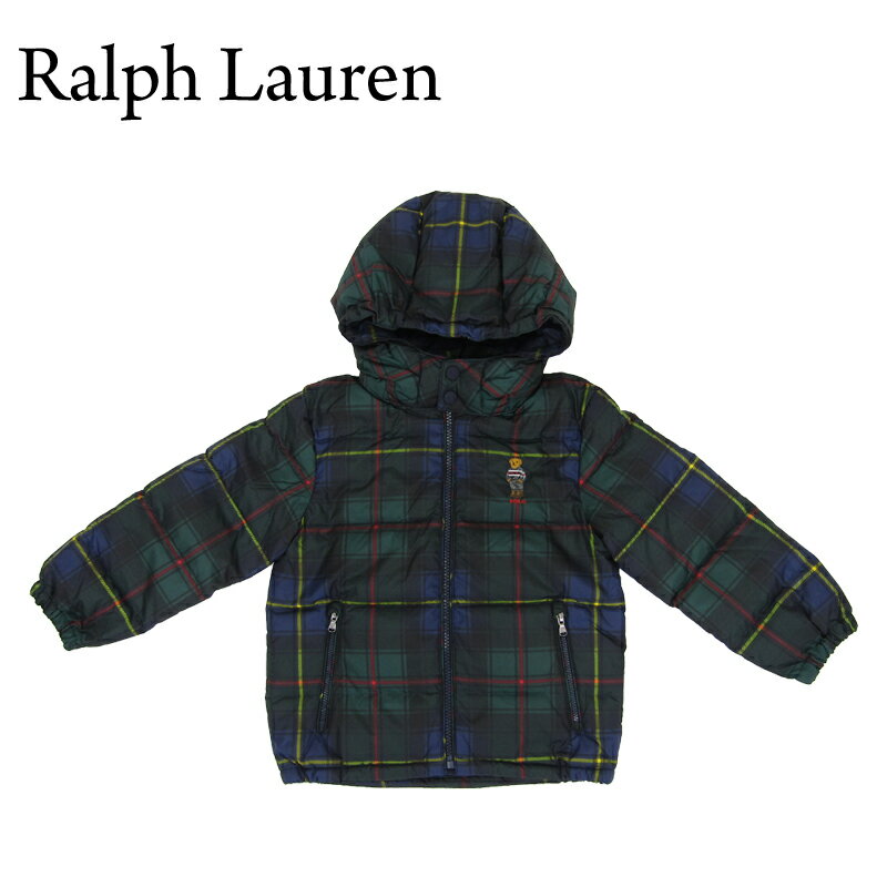 ポロ ラルフローレン 子供用のポロベアー刺繍 タータンチェック ダウンジャケット パーカー (TODDLER) BOYS(2-7) POLO Ralph Lauren Polo Bear Down Jacket Parka US