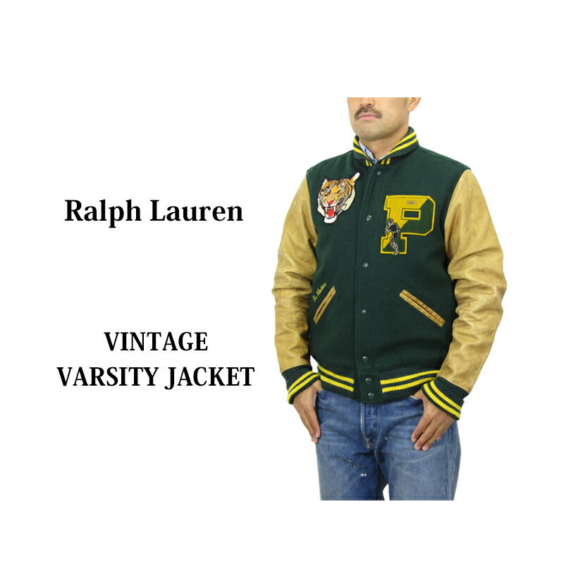 ポロ ラルフローレン メンズ レザー切替 スタジアムジャンパー スタジャン POLO Ralph Lauren Men's Varsity Jacket US