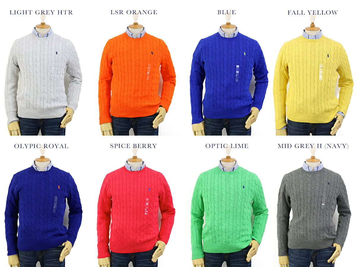 POLO Ralph Lauren Men's Cotton Cable Crew Sweater US ポロ ラルフローレン コットンのクルーネックセーター 売れ筋 (UPS)