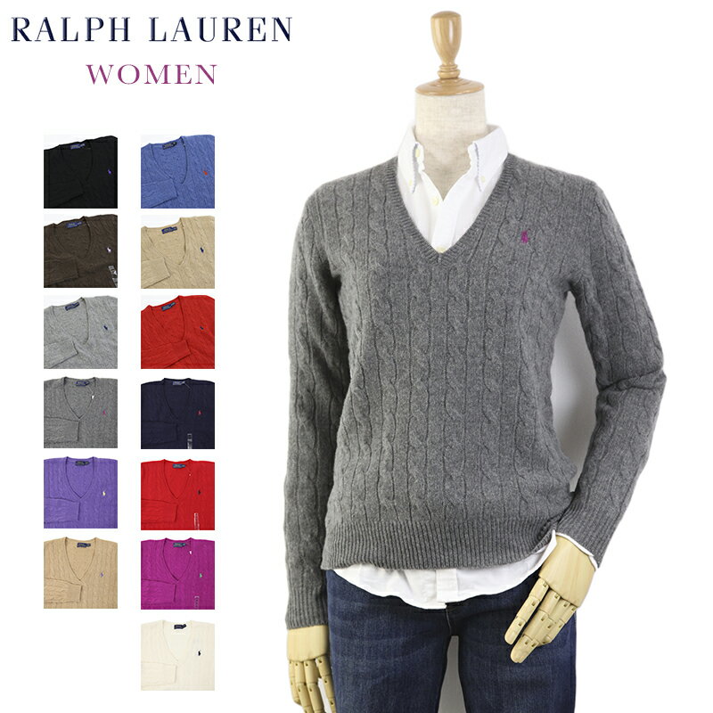 Ralph Lauren Women's Merino Cable Sweater USラルフローレン レディース メリノウール Vネック セーター