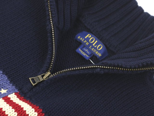 Ralph Lauren Boy's Flag 1/2 Zip Sweater ラルフローレン ボーイズ 国旗柄ニット ハーフジップセーター