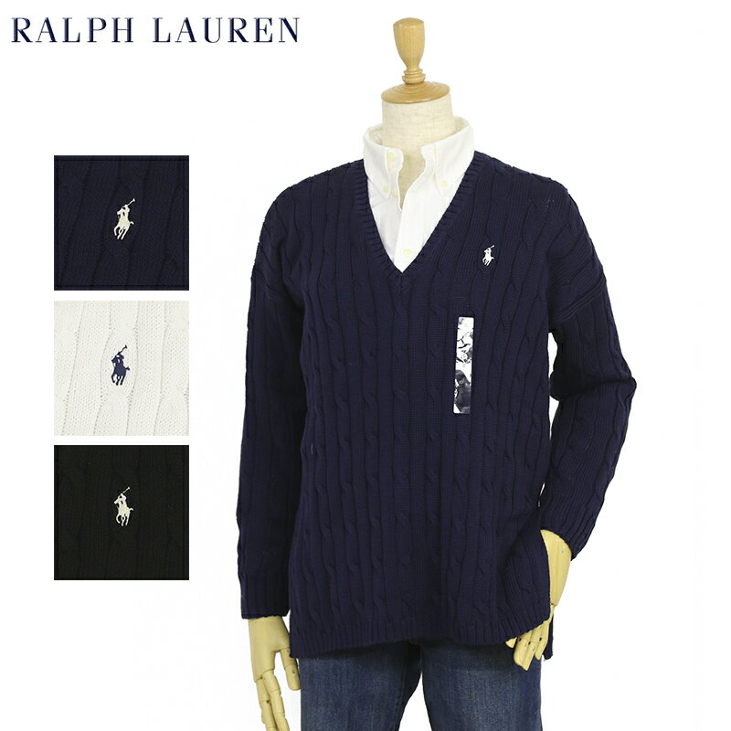 ポロ ラルフローレン レディース Vネック ピーマコットン プルオーバー セーター POLO Ralph Lauren Women's Cotton Cable V-Neck Cable Sweater