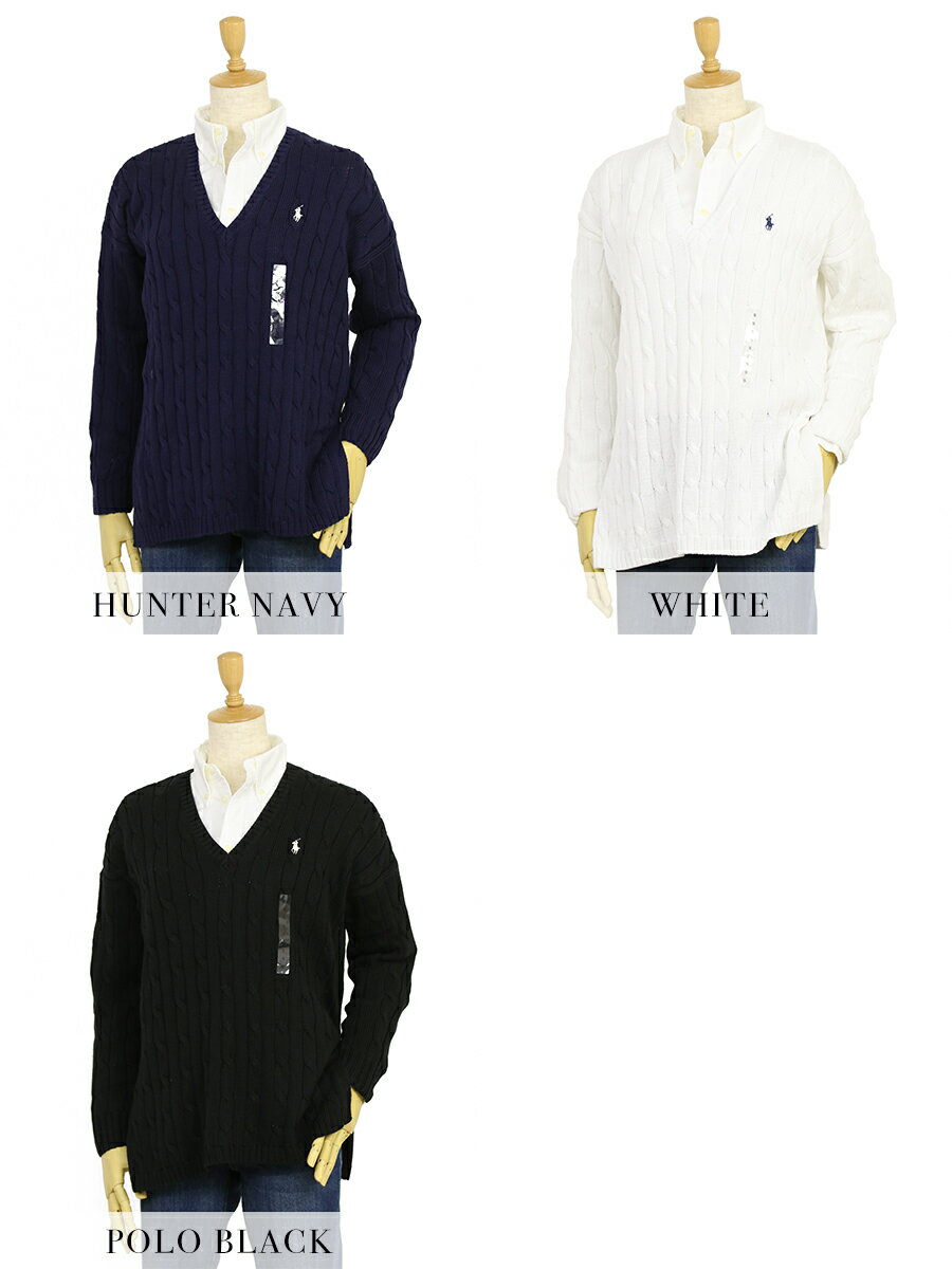 ポロ ラルフローレン レディース Vネック ピーマコットン プルオーバー セーター POLO Ralph Lauren Women's Cotton Cable V-Neck Cable Sweater