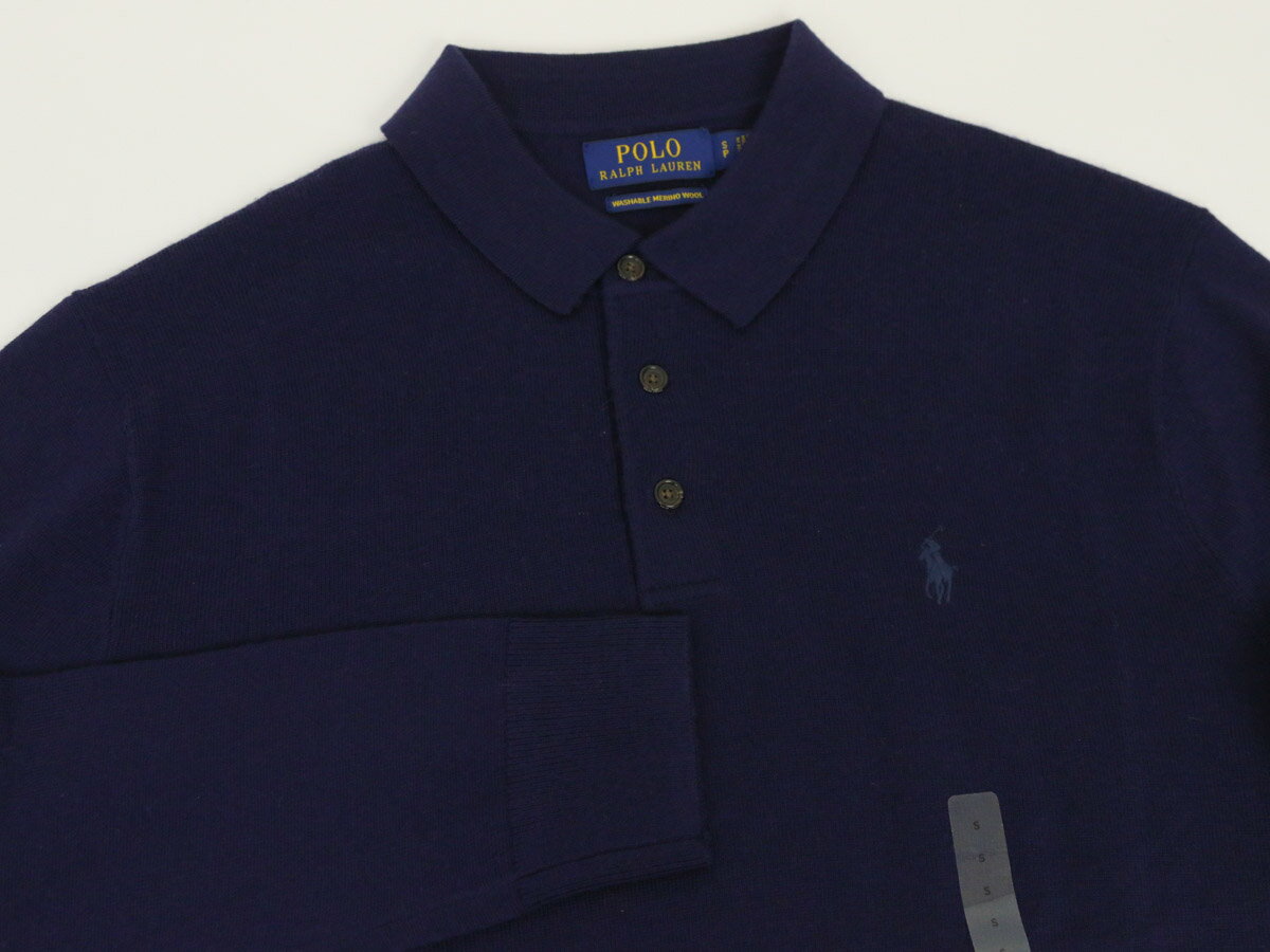 ポロ ラルフローレン メンズ ウォッシャブル メリノウール 長袖ニットポロシャツ Polo Ralph Lauren Men's 