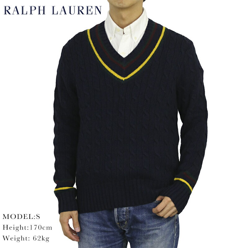 ラルフローレン ポロ ラルフローレン コットンのVネック ケーブルセーター POLO Ralph Lauren Men's Cotton Cable Sweater US