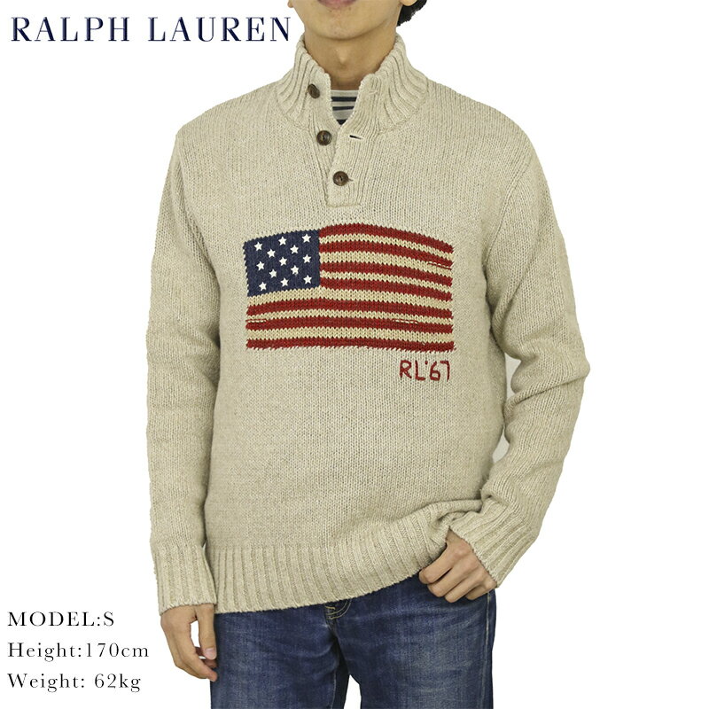 ラルフローレン Ralph Lauren Men's Flag Cotton Sweater US ポロ ラルフローレン コットンリネン モックネックセーター アメリカ国旗