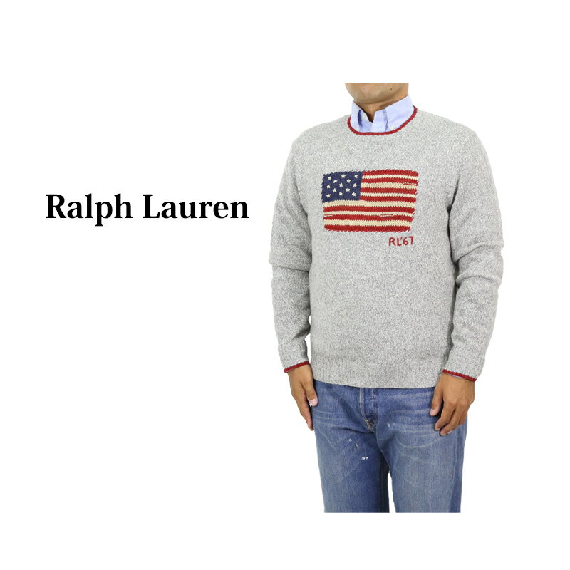 ラルフローレン ポロ ラルフローレン メンズ ウール/コットン/リネン クルーネック フラッグ セーター アメリカ国旗 POLO Ralph Lauren Men's Wool/Cotton/Linen Crew Flag Sweater US 売れ筋