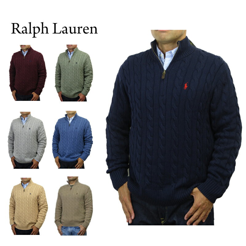 ݥ ե  åȥ ϡեå ֥륻 POLO Ralph Lauren Men's Cotton Cable Half-Zip Sweater  (UPS)