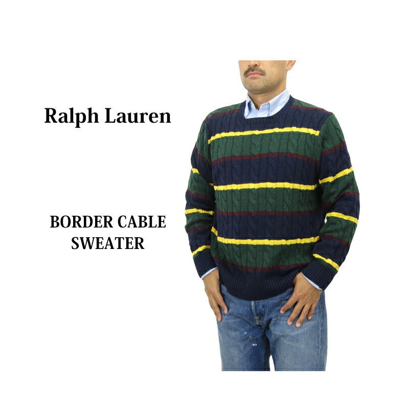 ポロ ラルフローレン コットン ボーダー ケーブル クルーネックセーター POLO Ralph Lauren Men's Cotton Border Cable Crew Sweater US 売れ筋