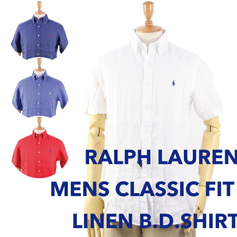 メンズシャツ Ralph Lauren Men's "CLASSIC FIT" s/s Linen Shirts US ポロ ラルフローレン メンズ リネン 半袖シャツ 売れ筋 (UPS)