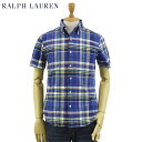 Ralph Lauren S/S "SLIM FIT" Oxford Plaid S/S B.D.Shirts US ポロ ラルフローレン スリムフィット オックスフォード ボタンダウン チェック 半袖シャツ