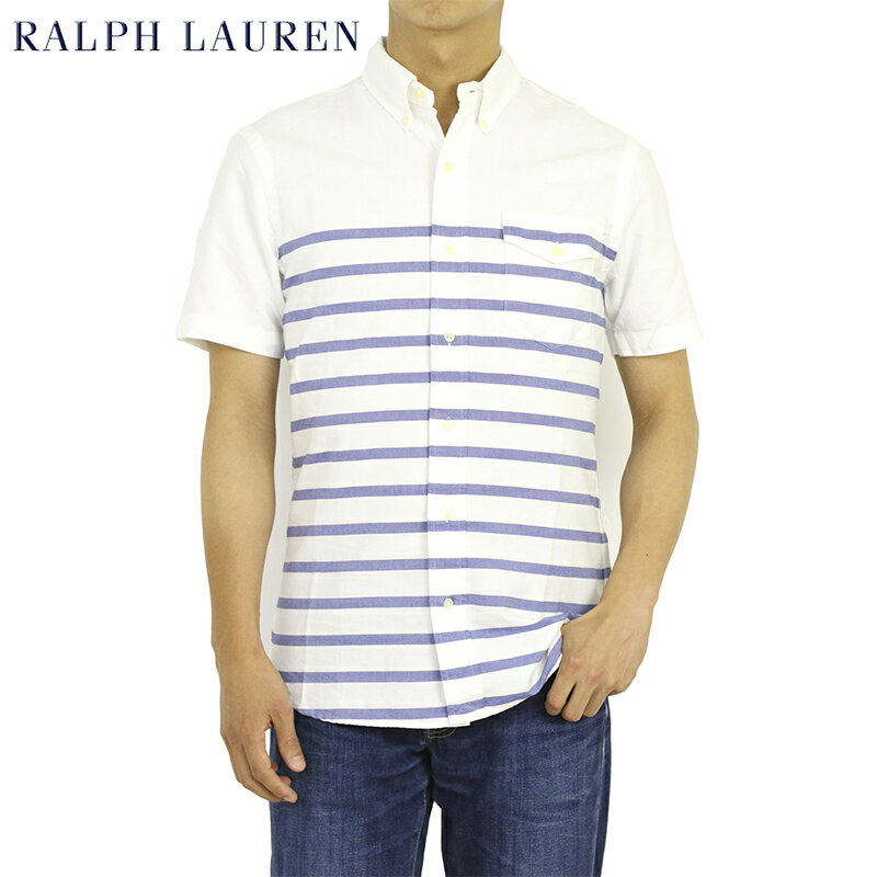 ポロ ラルフローレン スリムフィット オックスフォード ボーダーボタンダウン 半袖シャツ Ralph Lauren S/S "SLIM FIT" Oxford S/S Border B.D.Shirts