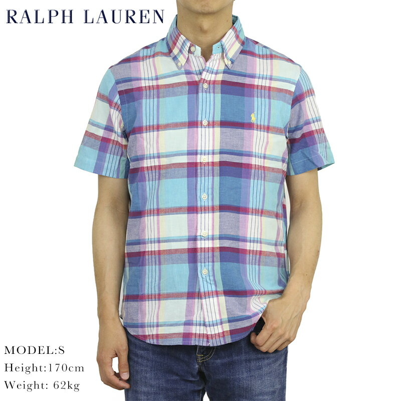 ݥ ե ɥեå ܥ ǥޥɥ饹 Ⱦµ POLO Ralph Lauren STANDARD FIT S/S INDIA MADRAS B.D.Shirt