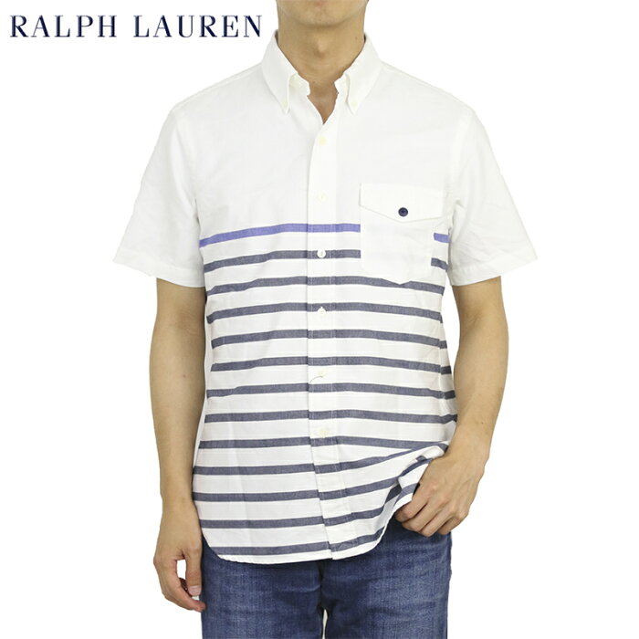 ポロ ラルフローレン オックスフォード バスク ボーダー ボタンダウン 半袖シャツ　 ポケット付き POLO Ralph Lauren Oxford Border S/S B.D. Shirts US