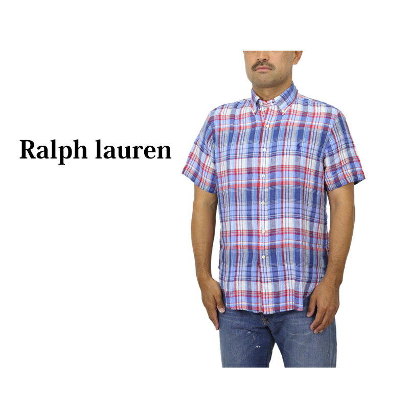 ポロ ラルフローレン 麻 リネン ボタンダウン 半袖シャツ マドラスチェック ワンポイント カスタムフィット POLO Ralph Lauren CUSTOM FIT LINEN MADRAS S/S B.D.Shirts USのサムネイル
