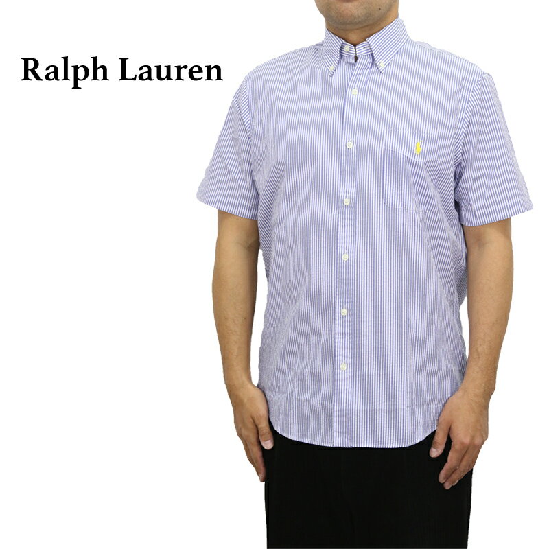 ポロ ラルフローレン メンズ ボタンダウン シアサッカー ストライプ 半袖シャツ ワンポイント ポニー刺繍 POLO Ralph Lauren Men's RL UNTUCKED FIT S/S B.D.SEERSUCKER Shirts US